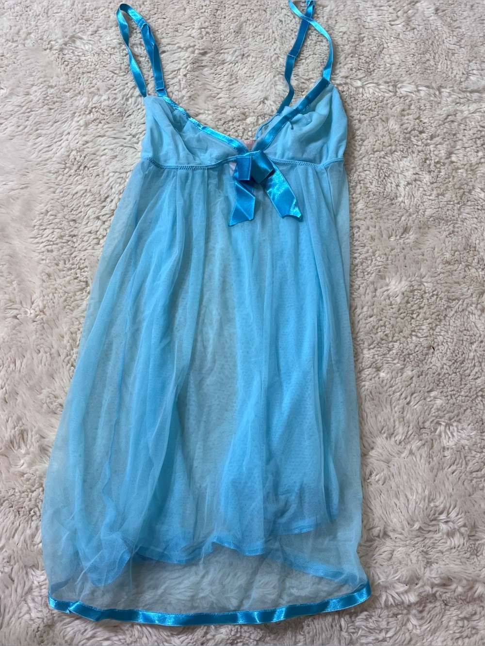 Victoria’s Secret Angels Aqua Mesh Babydoll Chemise Nightgown Lingerie Size M